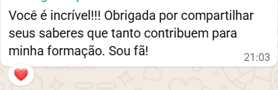 Depoimento: Vc foi maravilhosa, explicou muito bem.